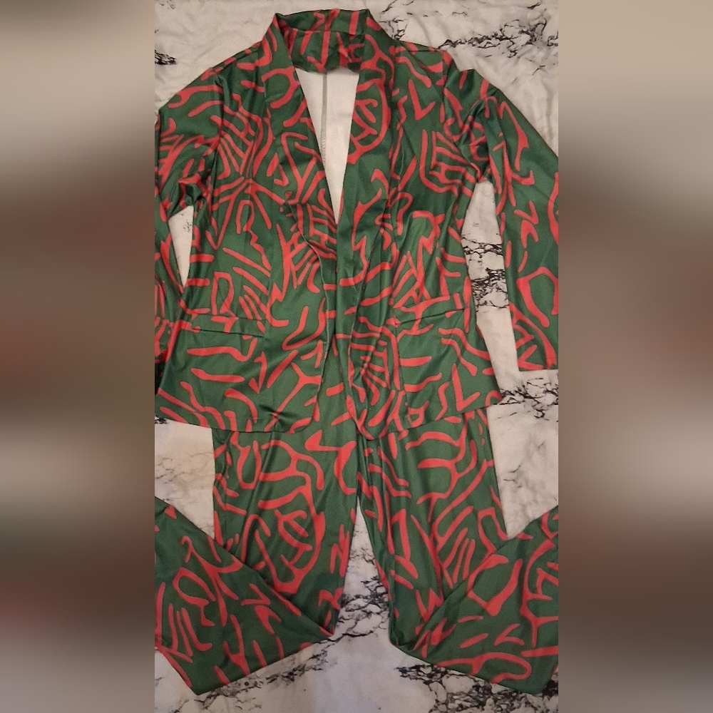 H&M Vibrant Green and Red Pantsuit